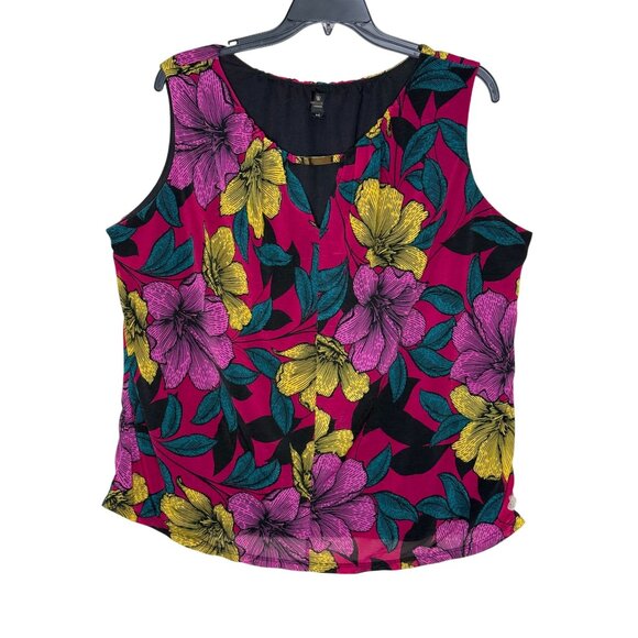 Worthington Tops - Worthington Woman Jewel Tone Floral Print Sleeveless Top‎ Career Office Size 3X